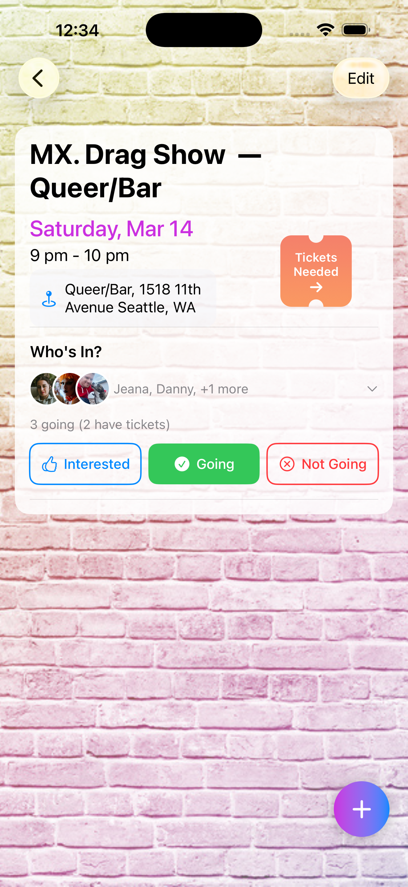 Drag show hangout with ticket coordination